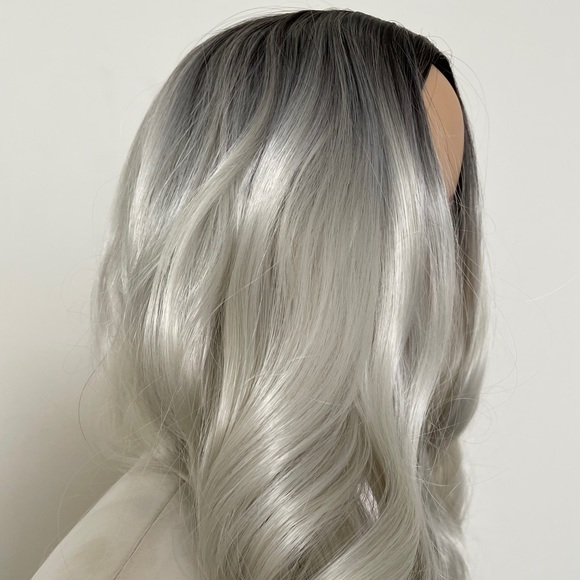 shadow root platinum wig icy white silver 30 inch middle parting grey wig NWT - Picture 7 of 16